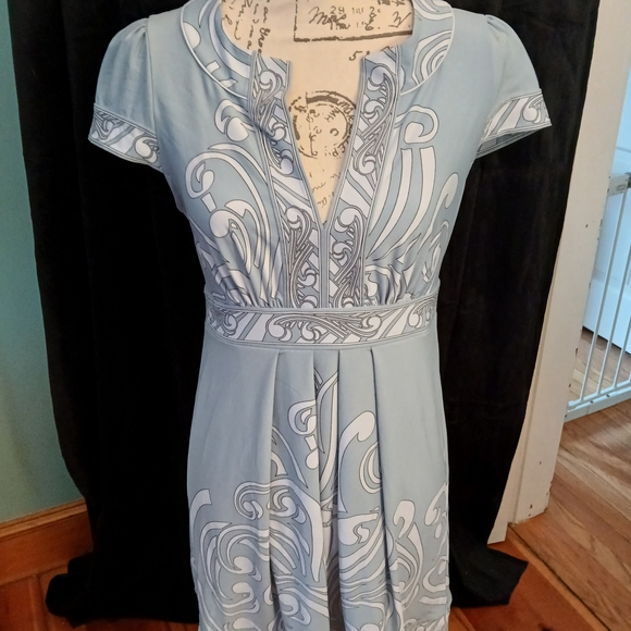 BCBGMaxAzria Dresses & Skirts - BCBGMaxAzria Light Blue & White Printed Dress